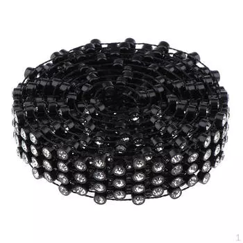 1 ярд лента-цепочка со стразами и бусинами для шитья своими руками, черная, 17 мм