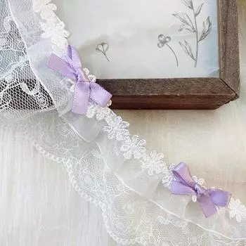 1 ярд Лента Элегантный Бант Кружево Тканая Лента DIY Материал 4,5 см Аксессуары для Одежды фиолетовый
