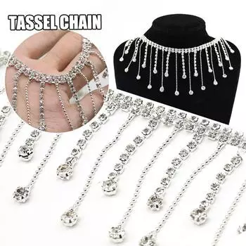 1 ярд мерцающий кристалл кисточка отделка своими руками бахрома цепь горный хрусталь кисточка цепочка пришивание одежды свадебное платье украшение одежды 1 Yard