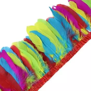 1 ярд отделка из гусиных перьев для шитья платьев, бахрома для одежды, повязка на голову для рукоделия с декором «сделай сам», свадебные карнавальные аксессуары L красный