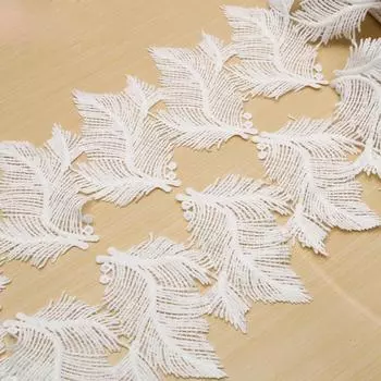 1 ярд перо вышитый цветок кружевная лента отделка кружевная ткань ручной работы платье швейные принадлежности шириной 12 см