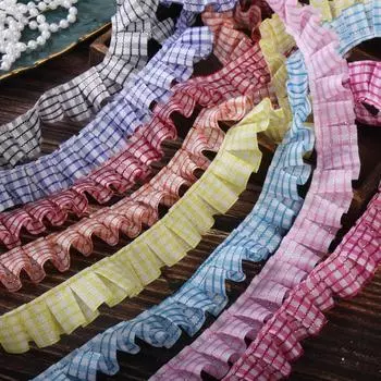 1 ярд плиссированного кружева в клетку шириной 2,5 см, ручная работа, набор книг «Тихий», креативный фетр, окрашенная фетровая доска, новый отделочный ленточный материал 1 yard жёлтый