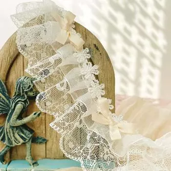 1 ярд полиэстеровая лента аксессуары для одежды тканая лента DIY материал швейные края элегантная тканевая отделочная лента одежда Лолита 4.5 см бежевый