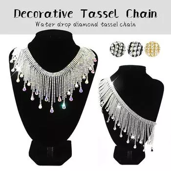 1 ярд посеребренная цепочка с бахромой своими руками блестящие стразы Ab капли воды кисточка отделка пришитый хрусталь стекло одежда своими руками свадебный декор