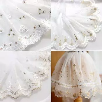 1 ярд роскошная золотая цветочная кружевная ткань с вышитыми золотыми отделками аксессуары для одежды шириной 15 см C