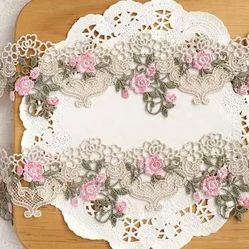 1 ярд розовая кружевная ткань с цветочной вышивкой, сделай сам, швейные материалы для одежды шириной 6,5 см розовый