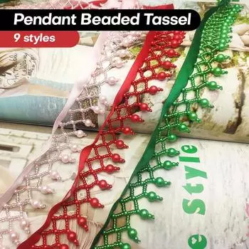 1 ярд ручной работы с кисточками, кружевной отделкой, имитацией жемчуга, бахромой из бисера для самостоятельного изготовления сценического платья, занавесок, свадебных украшений, обивки, ремесел 1 Yard