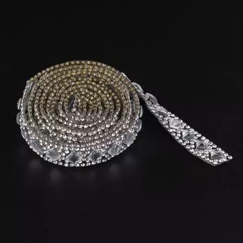 1 ярд серебряная лента со стразами и кристаллами для шитья, поделки своими руками, 6 рядов, 12 мм 1 Yard