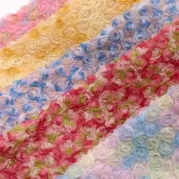 1 ярд трехмерная ткань с вышивкой лепестков роз, ширина 130 см, ткань для самостоятельного изготовления костюма, платья, дня рождения, вечеринки, деротации, вышивки 1Yard