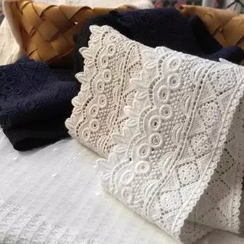 1 ярд утолщенного хлопкового кружева, вышитое кружево, водорастворимые кружевные аксессуары, ручная работа, украшение для одежды, ширина 9 см чёрный