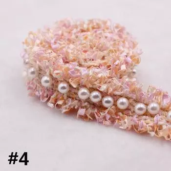 1 ярд винтажные нейлоновые швейные принадлежности вышитая ткань для костюма платье отделка кружевом с жемчугом и бусинами лента 4