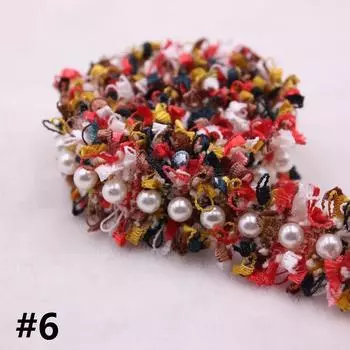 1 ярд винтажные нейлоновые швейные принадлежности вышитая ткань для костюма платье отделка кружевом с жемчугом и бусинами лента 6