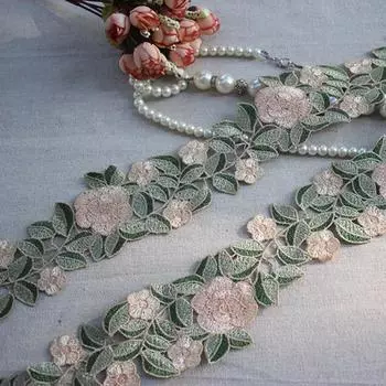 1 ярд зеленая кружевная вышитая лента для отделки своими руками аксессуары для одежды для волос 7,5 см в ширину