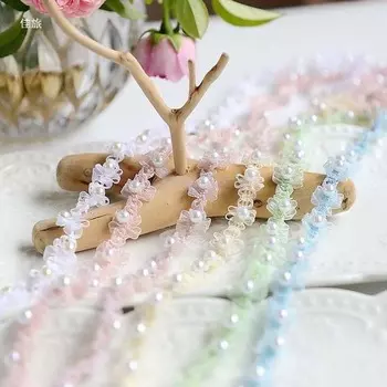 1 ярд жемчуг вышивка бисер бахрома лента ручная работа своими руками кружево аппликация воротник манжеты ткань для одежды 1,5 см шириной