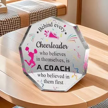 1 яркая геометрическая табличка, идеально подходящая для благодарственных подарков тренерам по черлидингу, уникальных благодарственных знаков, декора офиса и дома прозрачный