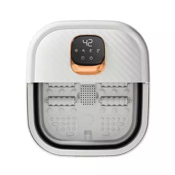 1 расслабляющая ванночка для ног с пузырьками, горячим массажем и регулируемой температурой - вилка европейского стандарта, питание 220-240 В, прочный полипропиленовый материал белый