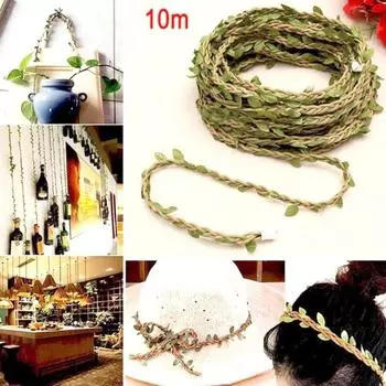 1 Roll 10m Artificial Vine Fake Foliage Leaf Garland Plant for DIY Wedding Home Garden Decor Photography Props
