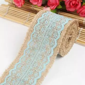1 Roll (1 М / 2 М) Лента из натурального джута с кружевными украшениями Лента для деревенской вечеринки, свадьбы, Рождества L