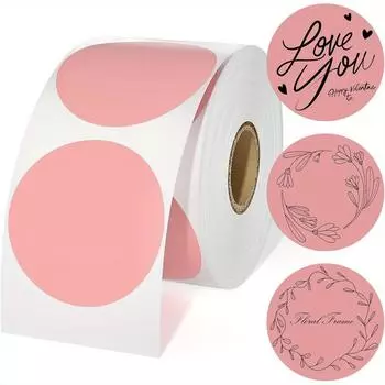 1 рулон термонаклеек, универсальные круглые этикетки для прямой термопечати для именных бирок, этикетки для малого бизнеса, 600 этикеток/рулон розовый