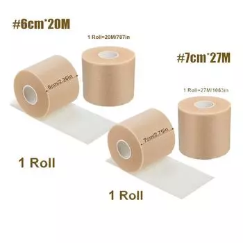 1 Roll Sports Tape White Patch Bandage Self Wrap Bandages Elastic Tape Flexible Stretch Bandages For Sports Knee,Wrist Sprain 7cm X 27m