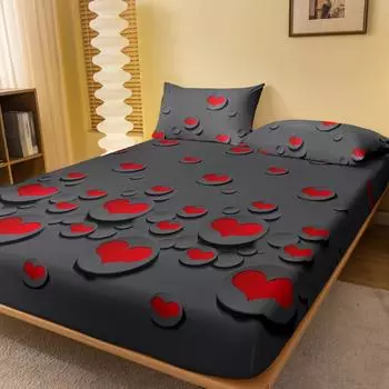 1 Round Matte Bedsheet With A Heart To Heart Gray Pattern, Bedroom Printed Bedspread, Bedding (Excluding Pillowcases) 71x132cm