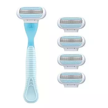 1 ручка + 4 лезвия для женской безопасной бритвы для лица/ног/подмышек/бикини, совместимая бритва Venus 5PCS
