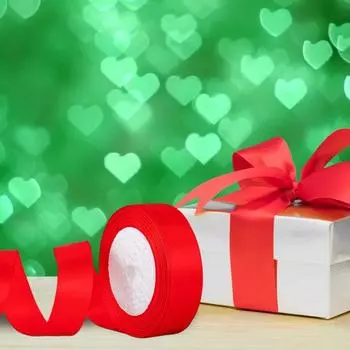 1 рулон 0,98 дюйма шириной 25 ярдов атласной ленты для рукоделия, яркие цвета, подарочная упаковка, лента для букетов, волос красный