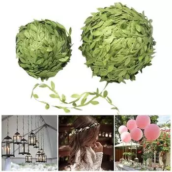 1 рулон 100 м искусственная плетеная гирлянда искусственный шелк зеленый ивовый лист для помещений
