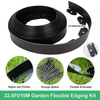 1 рулон, 10 м фиксированный садовый барьер с 30 шипами, пластиковая окантовка для газона, бордюр, ландшафтный бордюр, комплект для окантовки сада, ландшафтный бордюр без перекопки 393.7inch