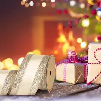 1 рулон, 10 ярдов, 2,5 дюйма, рождественская лента, блестящая лента для упаковки подарков, яркий цвет, лента для рождественской елки, поделки своими руками для украшения дома D
