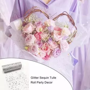 1 рулон, 10 ярдов, блестящий тюль в рулоне, шестиугольные блестки, блестящие DIY, блестящий кружевной тюль, товары для вечеринок, свадебные украшения белый