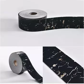 1 рулон 10 см*500 см/3,93*196 дюймов настенный бордюр, самоклеящиеся обои с поясом, водонепроницаемый декоративный настенный бордюр, клейкая лента для маскировки мрамора чёрный