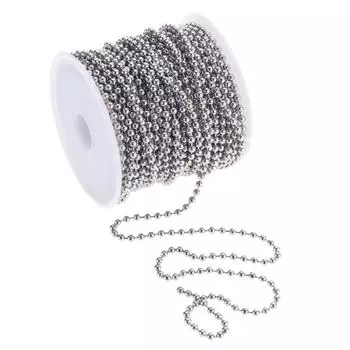 1 рулон, 12 метров, шариковая цепочка из бусин из нержавеющей стали для изготовления ювелирных изделий своими руками 12 Meters серебряный