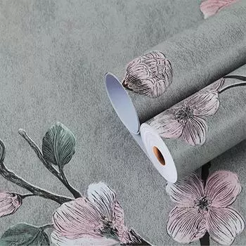 1 рулон 17,7 * 393,7 дюймов винтажной цветочной контактной бумаги с узором в виде ветки цветущей сливы. Самоклеящиеся обои для украшения дома. Украсьте свой дом! 45*1000cm/17.7*393.7in