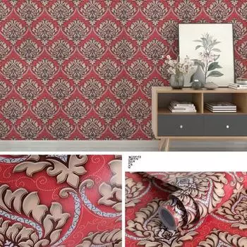 1 рулон 17,7 * 393,7-дюймовых 3D-самоклеящихся обоев в ретро-европейском стиле для декора спальни, подойдут для украшения вашего дома!