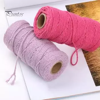 1 рулон 2 мм шнур макраме красочная цветная мягкая витая хлопчатобумажная веревка пряжа макраме для вязания 8