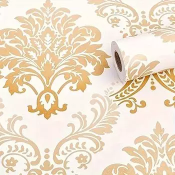 1 рулон 3D-обоев Golden Damascus — легко клеятся и подходят для холодильников и кухонного декора! Украшение стен!Украсьте свой дом! 45*300cm/17.7*118in