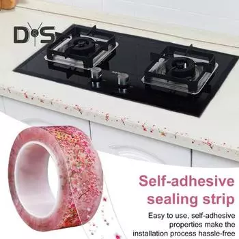 1 рулон 420 см прозрачная лента для герметизации швов с цветочным узором, водонепроницаемая клейкая лента для ванной, туалета, ванны, кухни, герметик для кромок стен, наклейка, герметик M розовый