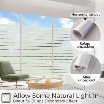 1 рулон 500x44,5 см, матовая оконная пленка, полосатая защита конфиденциальности, солнцезащитная многоразовая самоклеящаяся пленка для домашнего офиса, ванной комнаты, стеклянное покрытие, цепляющееся C