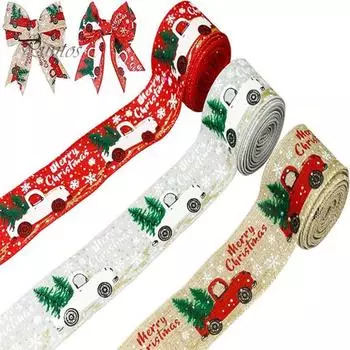 1 рулон 5 см рождественская лента автомобиль снеговик принт проводная подарочная упаковка DIY ремесло украшение рождественской елки венок с бантом изготовление ленты праздничные атрибуты 3M хаки