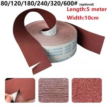 1 рулон 5M Абразивная ткань Рулон наждачной бумаги Полировальная наждачная бумага для шлифовальных инструментов зернистостью 80/120/180/240/320/600