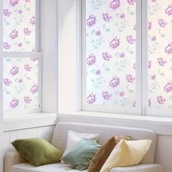 1 рулон 60 см широкополосной клейкой фиолетовой пленки с узором в виде полевых цветов, наклейки на окна, наклейки на окна для резки стекла, ванная комната, офис, кухня, окно 5m