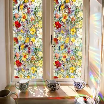 1 рулон электростатические 43*100 см стеклянные наклейки для окон ПВХ цветочный узор домашний декор 43x100cm