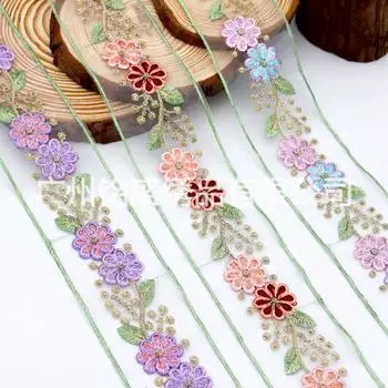 1 рулон этнического стиля своими руками ручная работа 10 ярдов органзы вышивка кружево отделка одежды цветочная лента
