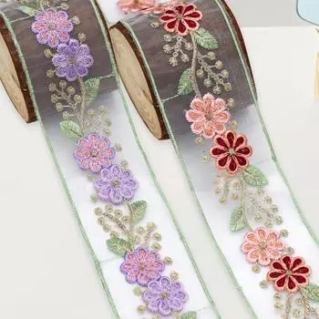 1 рулон этнического стиля своими руками ручная работа 10 ярдов органзы вышивка кружево отделка одежды цветочная лента