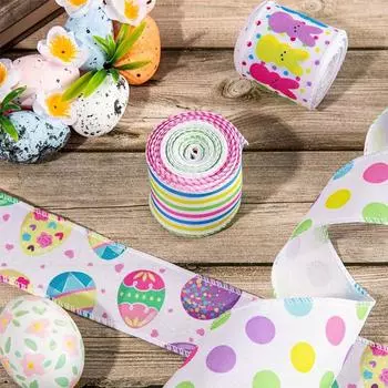 1 рулон бантов для волос 5 ярдов бантов из ленты Изготовление полиэстеровых волокон Швейные принадлежности Пасхальное рукоделие Украшения для вечеринок Упаковка подарков своими руками