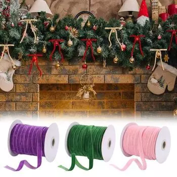 1 рулон бархатной ленты 50 ярдов шириной 1 см роскошная бархатная лента однотонный рождественский бархат темный кофе