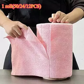 1 рулон чистящих салфеток, бытовая кухонная ткань, рулоны полотенец из микрофибры, тряпки для мытья посуды, полотенце для мытья посуды 1 roll(12PCS) серый