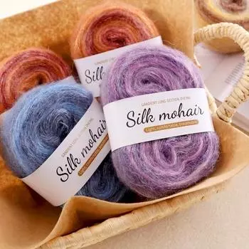 1 рулон цветной нитки для вязания крючком, не раздражает кожу, свитер, шарф, не линяет, 50 г/рулон, окрашенный градиент