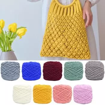 1 рулон хлопчатобумажной нити, шелковая хлопчатобумажная пряжа, яркие цвета, креативные проекты по вязанию крючком, пряжа для вязания, удобная для начинающих белый